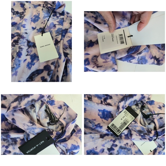 Isabel Marant Robe Fergie Silk Asymmetric Floral Dress Blue Size 40 - Picture 16 of 17